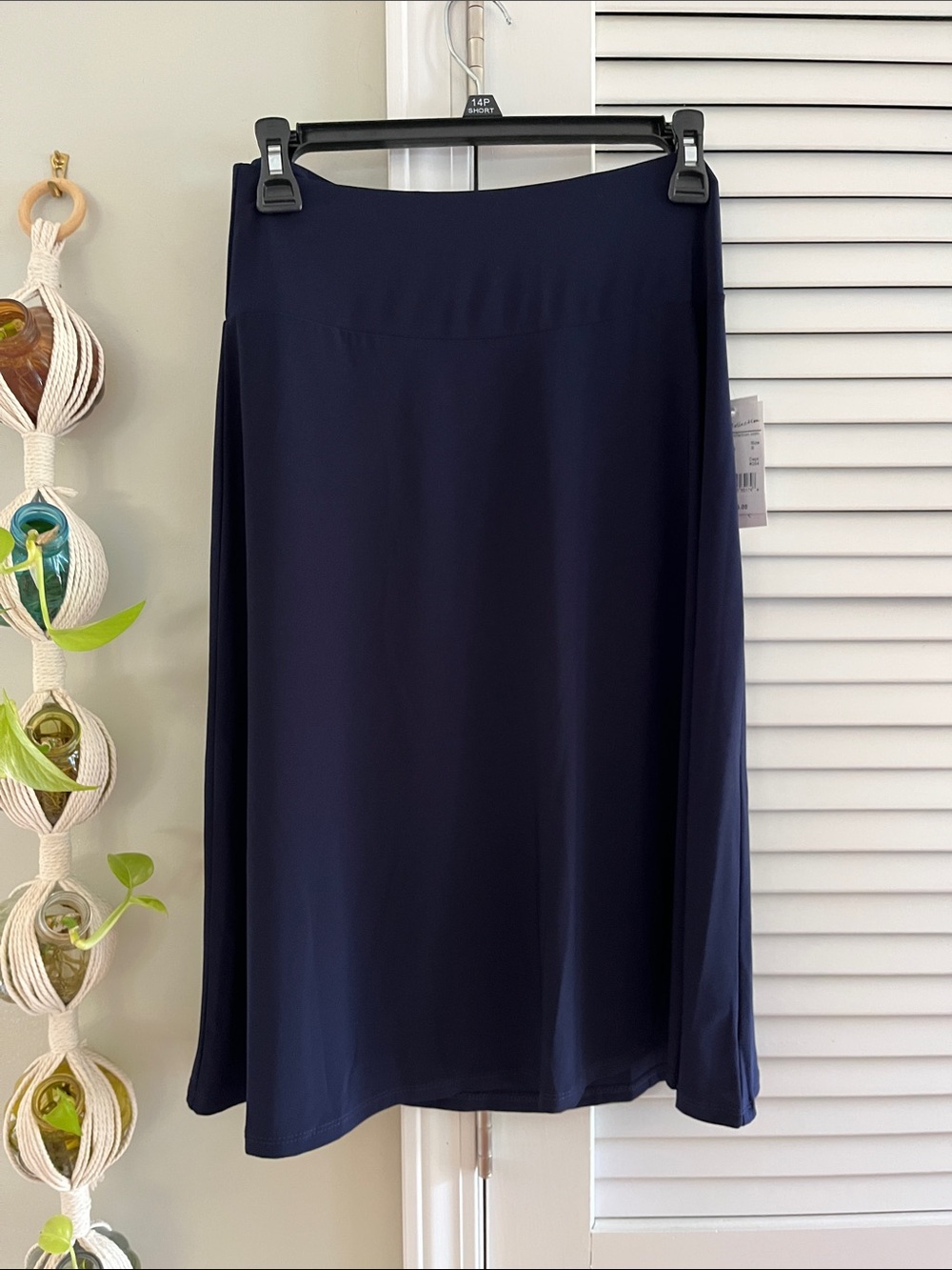NY Collection Navy A-Line Skirt